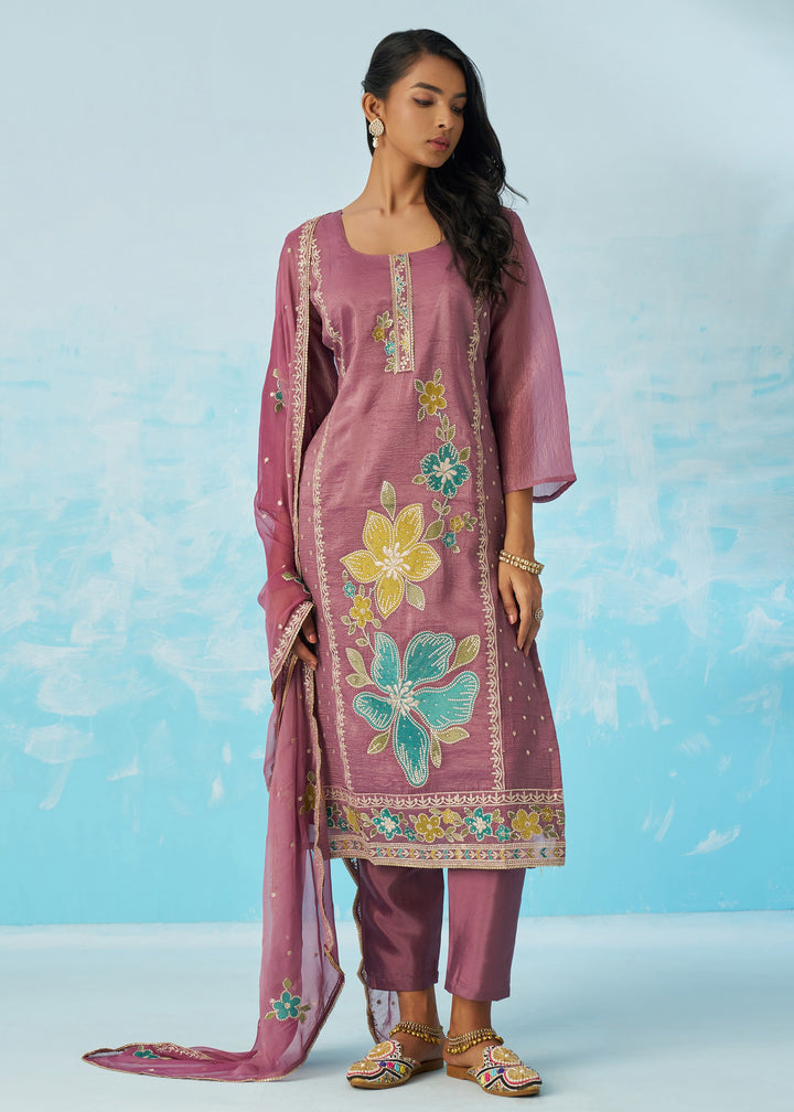 Rosewood Mauve Salwar Suit With Dupatta