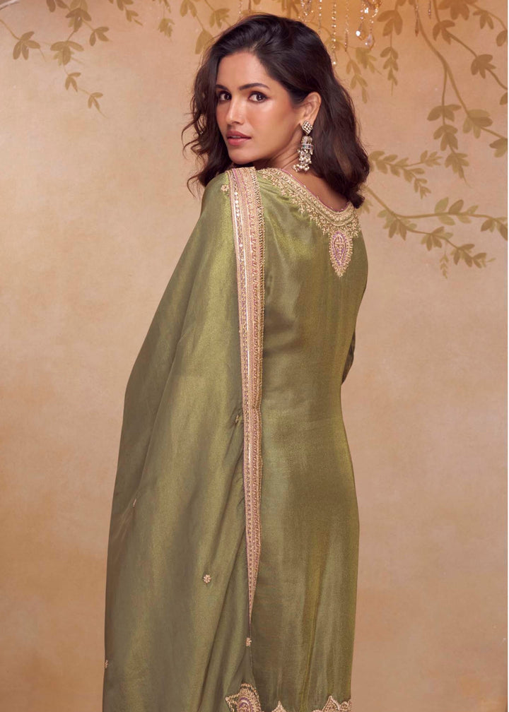 Sage Green Silk Salwar Suit