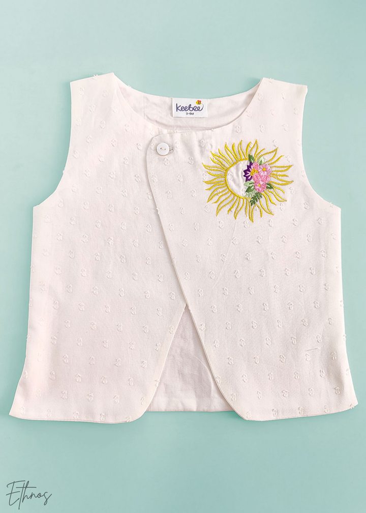 Organic Cotton Yellow & White kurta Set with Jacket - Sun