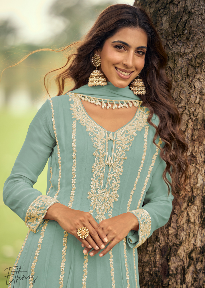 Sky Blue Georgette Anarkali Suit