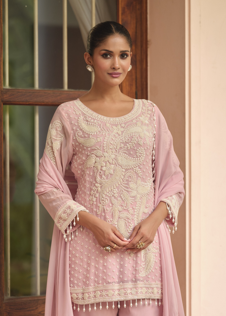 Blush Pink Georgette Salwar Suit