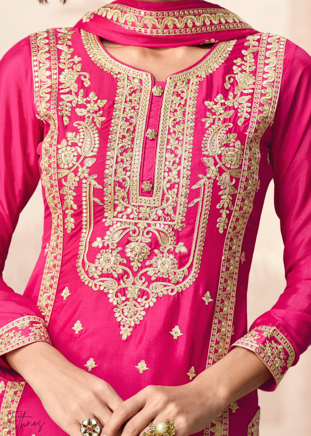 Barbie Pink Chinon Silk Palazzo Suit