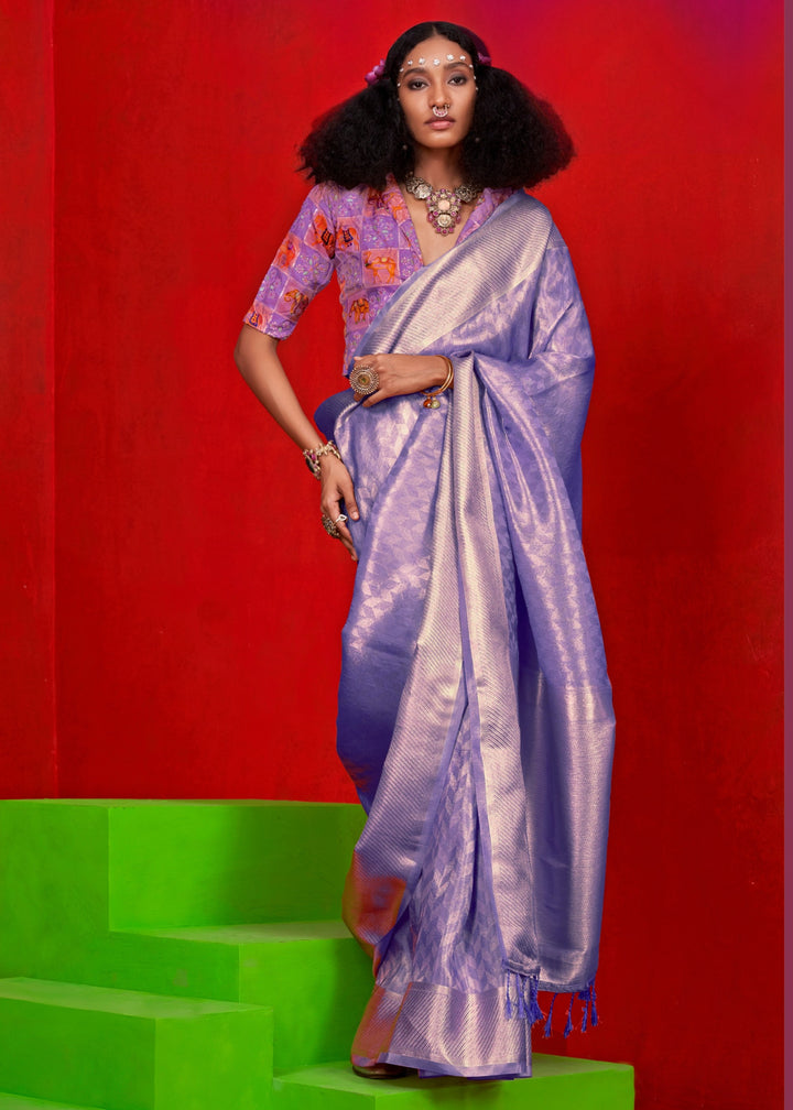Orchid Purple Viscose Zari Tissue Silk Saree