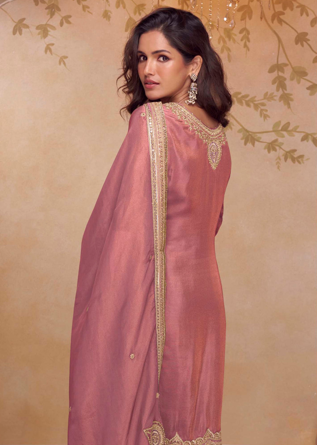 Rose Pink Silk Salwar Suit