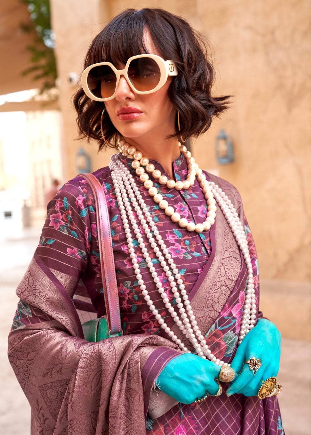 Mulberry Printed Georgette Saree