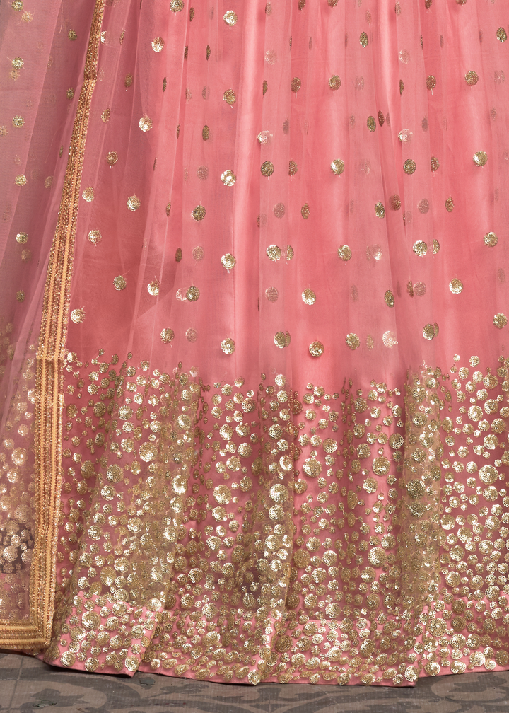 Rouge Pink Designer Soft Net Lehenga Choli with Sequins work