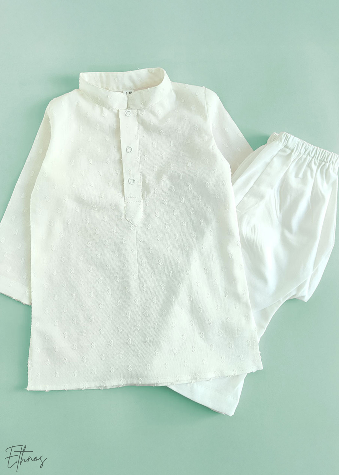 Organic Cotton Textured White Kurta with Pant