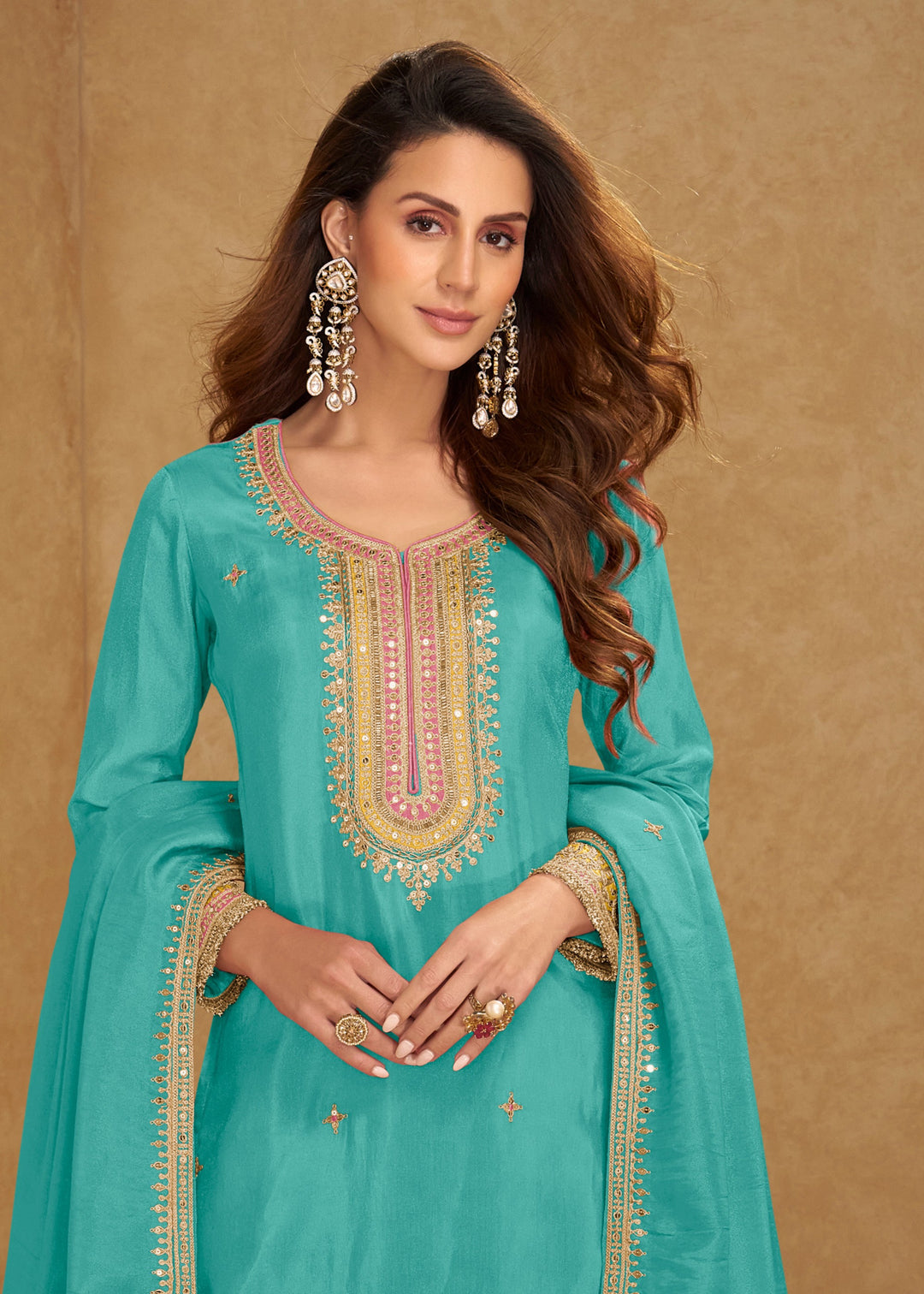 Aqua Blue Simar Silk Salwar Suit