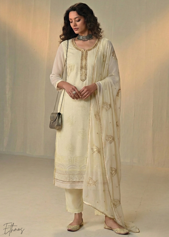 Lemon Yellow Georgette Pant Suit