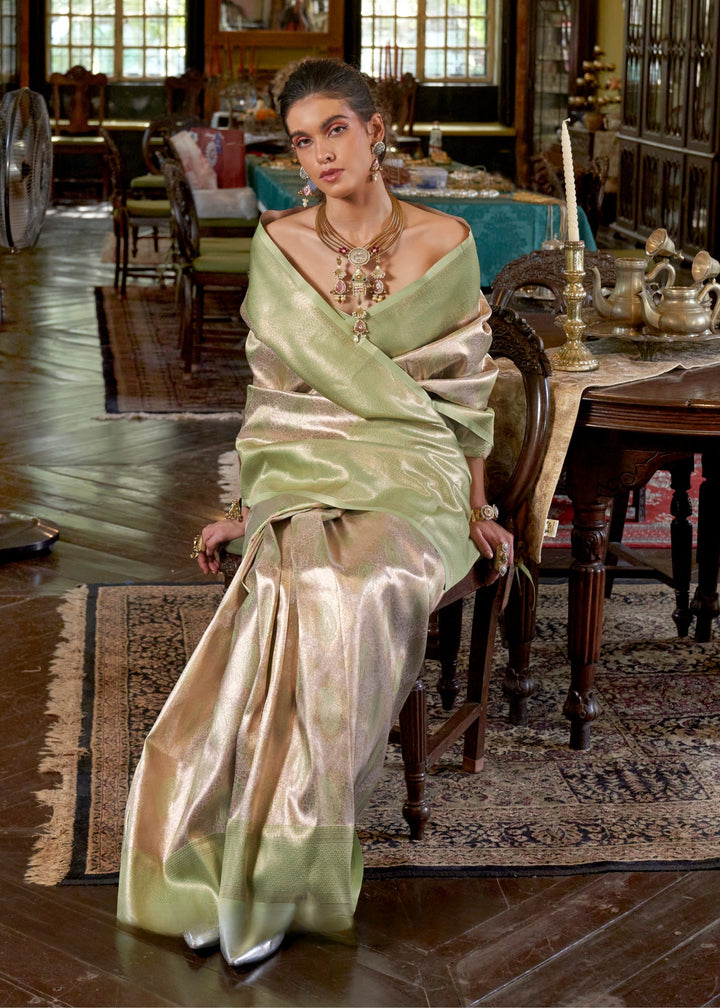 Green Pure Handloom Dharmavaram Weaving Silk Saree