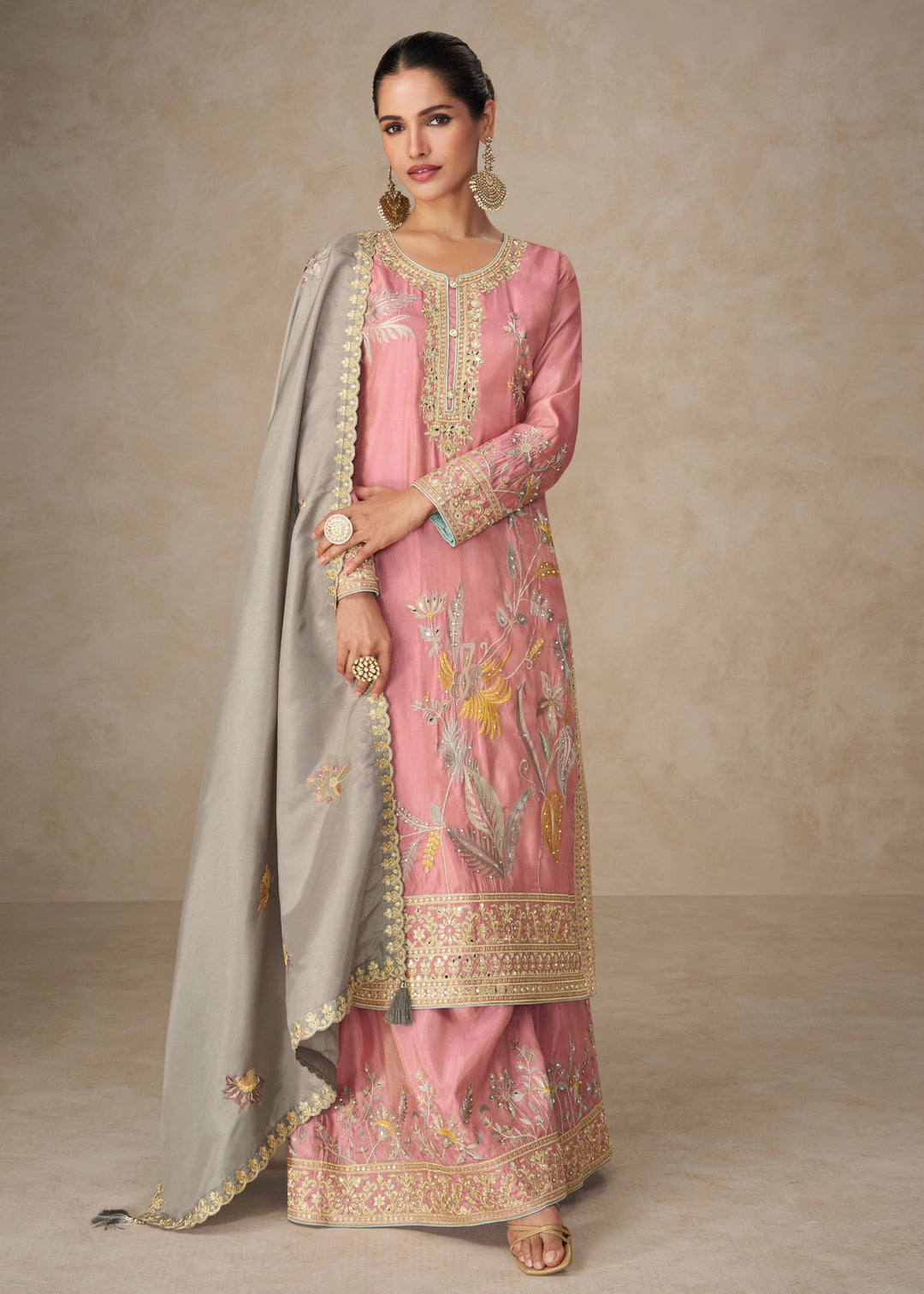 Dusty Rose Pink Premium Simar Silk Salwar Suit