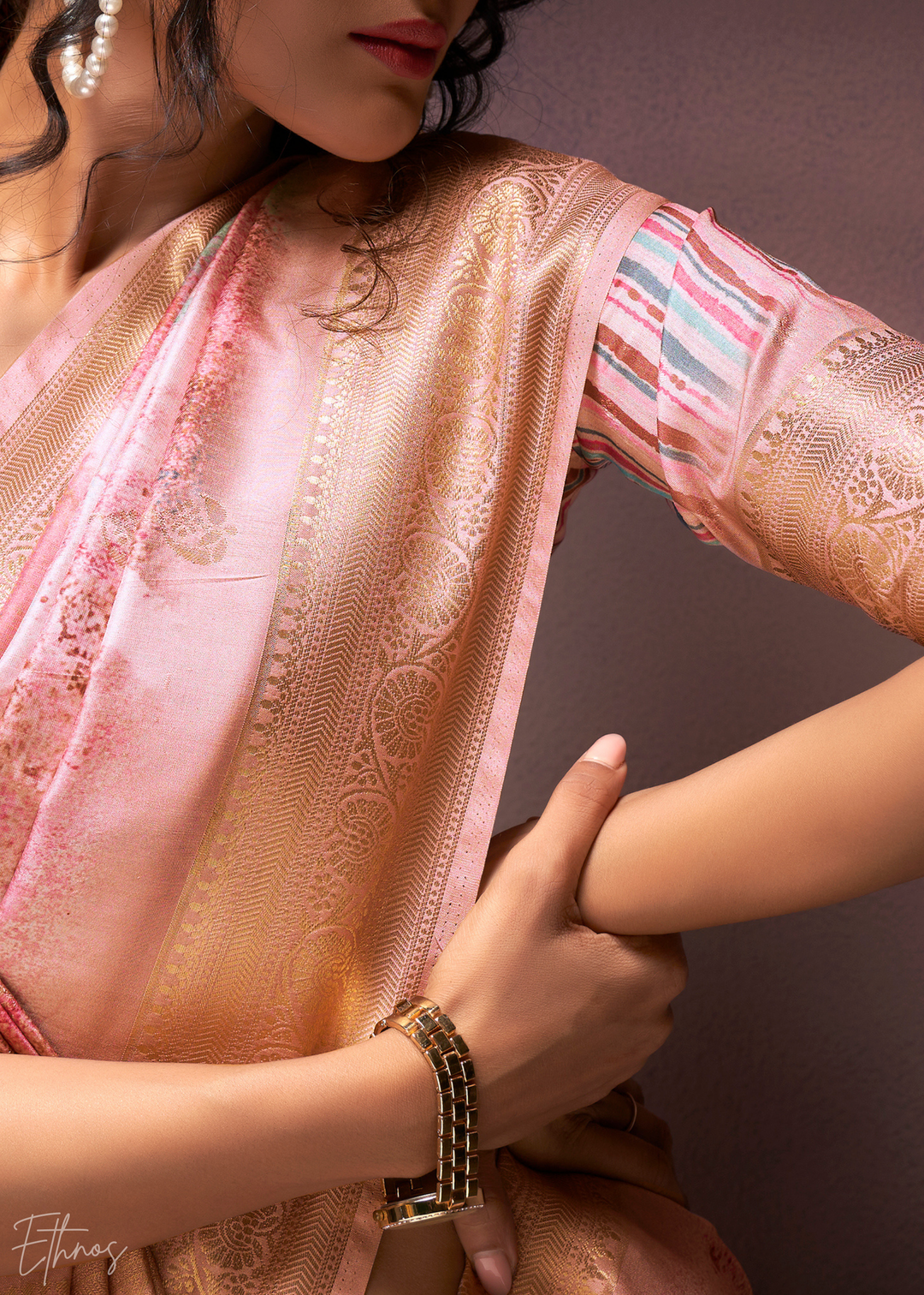 Soft Pink Handloom Weaving Silk Saree