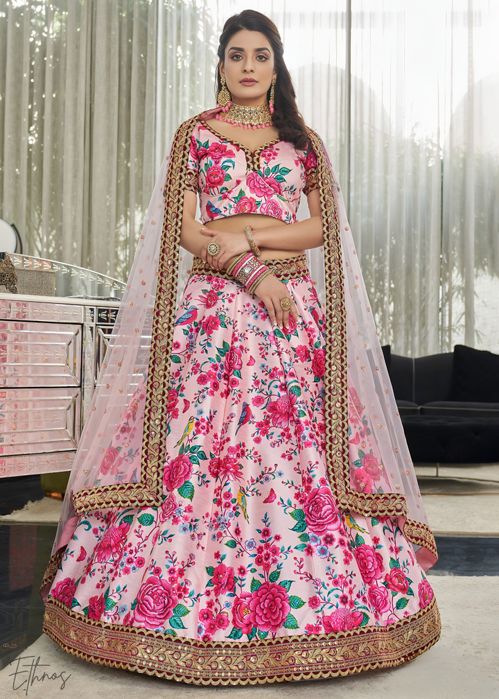Candy Floss Pink Silk Lehenga With Dupatta