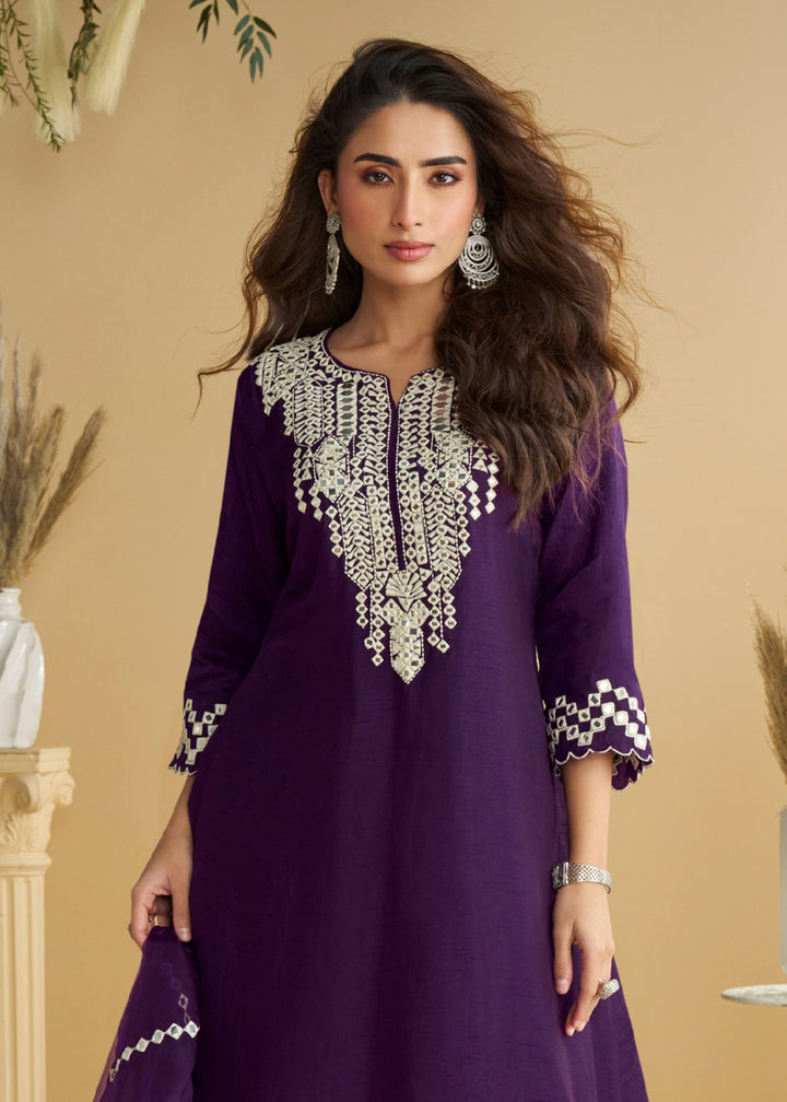 Rich Plum Purple Silk Palazzo Suit