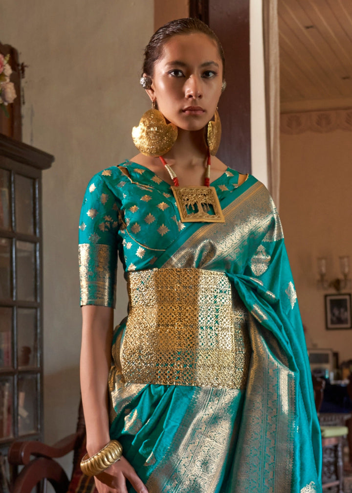 Fern Two Tone Handloom Weaving Silk Saree