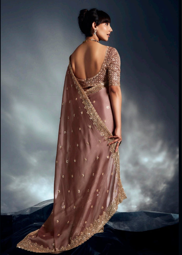 Chocolate Pure Fancy Saree with Hand Worked Border