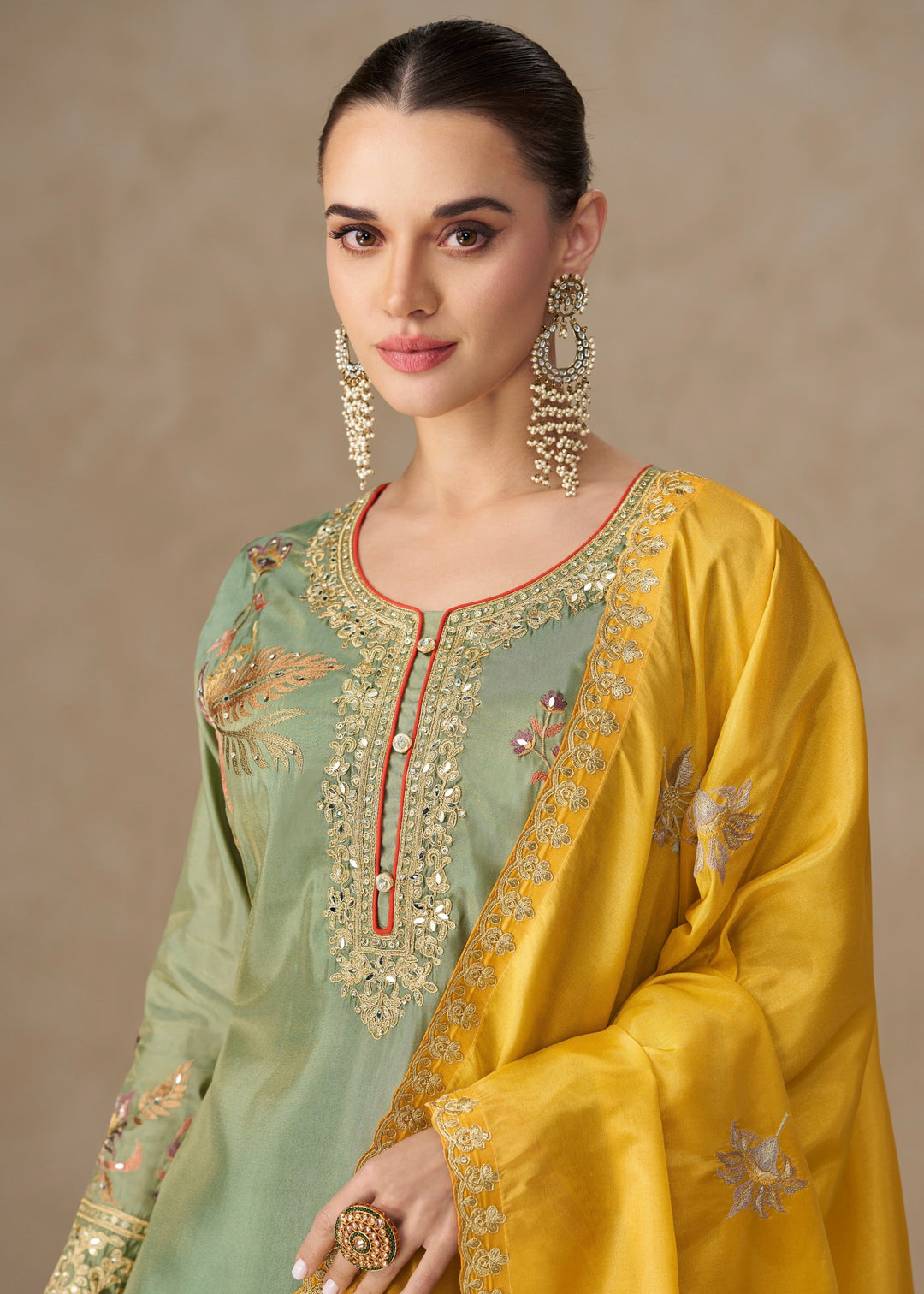 Sage Green Premium Simar Silk Salwar Suit