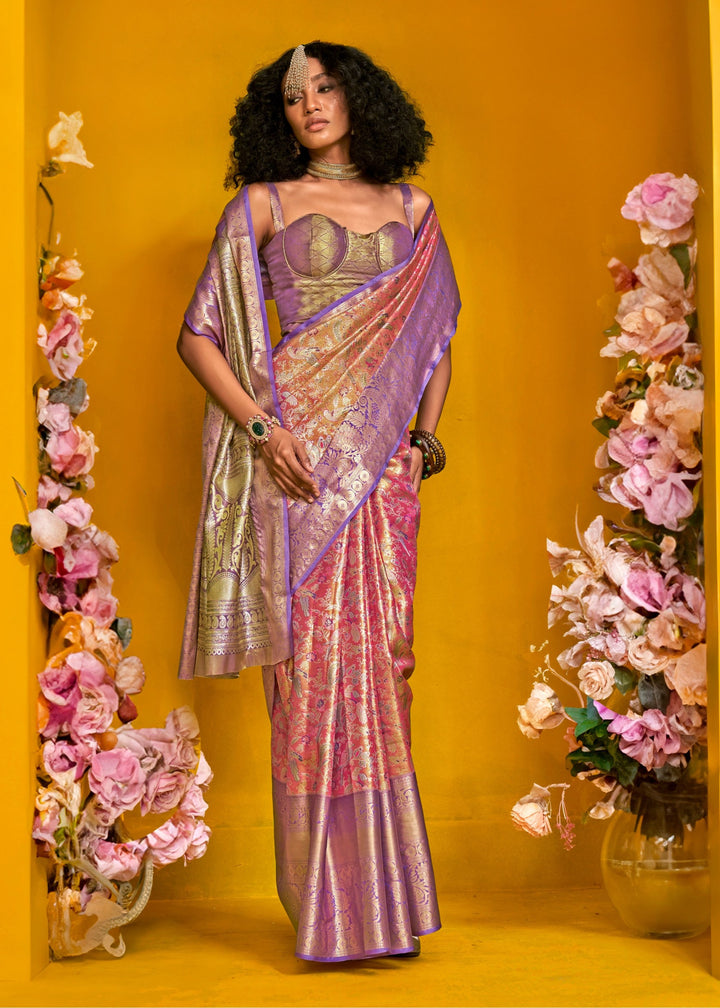 Lavender Pure Dharamavaram Silk Saree
