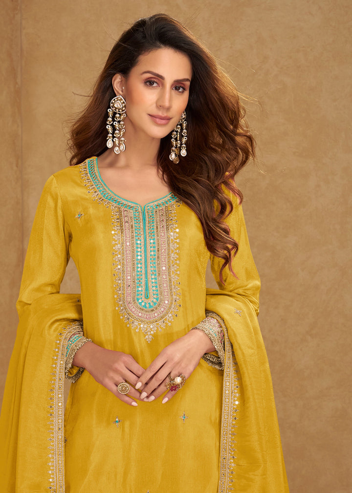 Mustard Yellow Simar Silk Salwar Suit