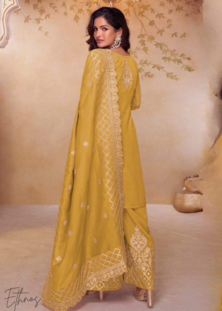 Antique Mustard Silk Palazzo Suit