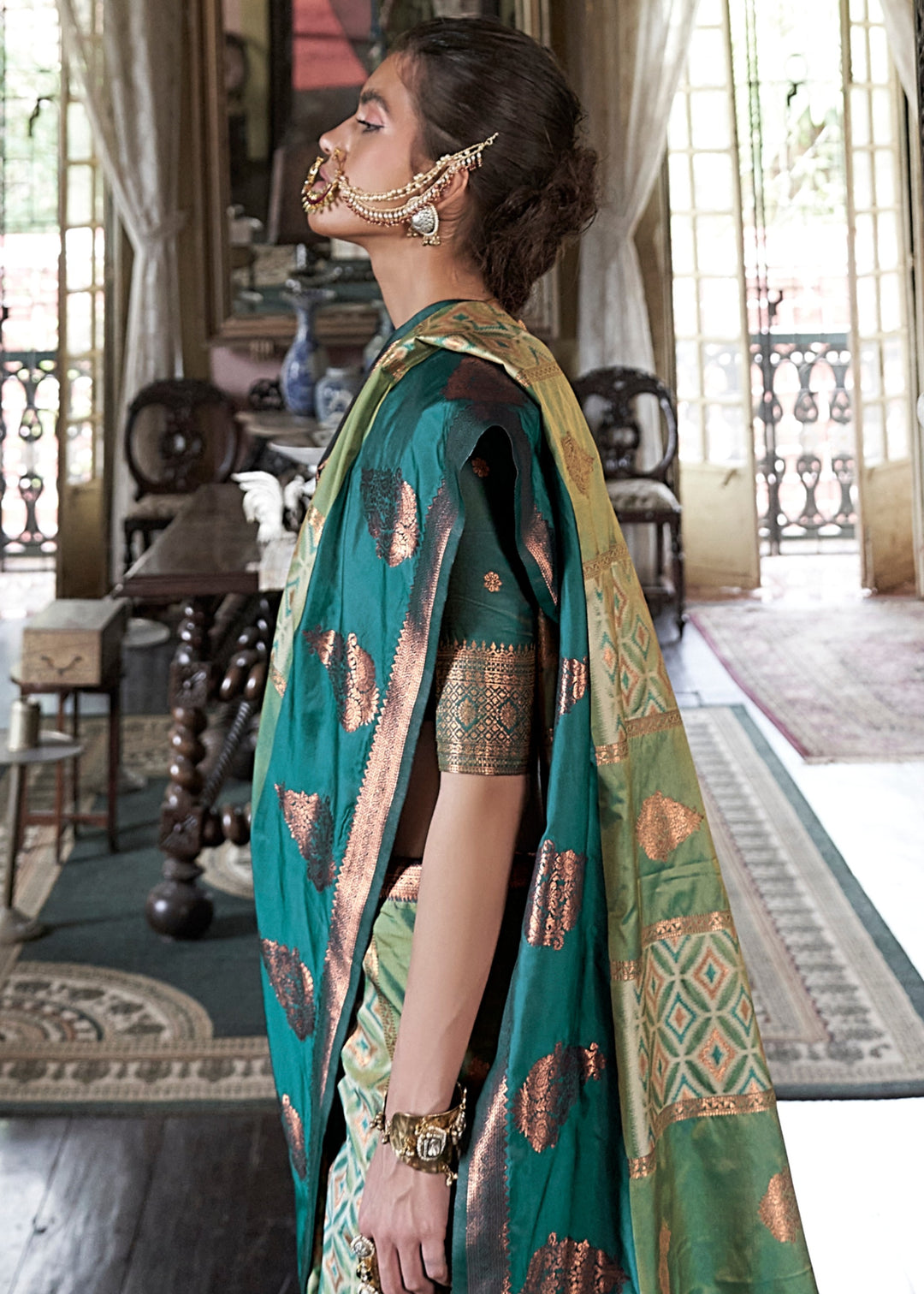 Light Green Pochampally Handloom Silk Saree