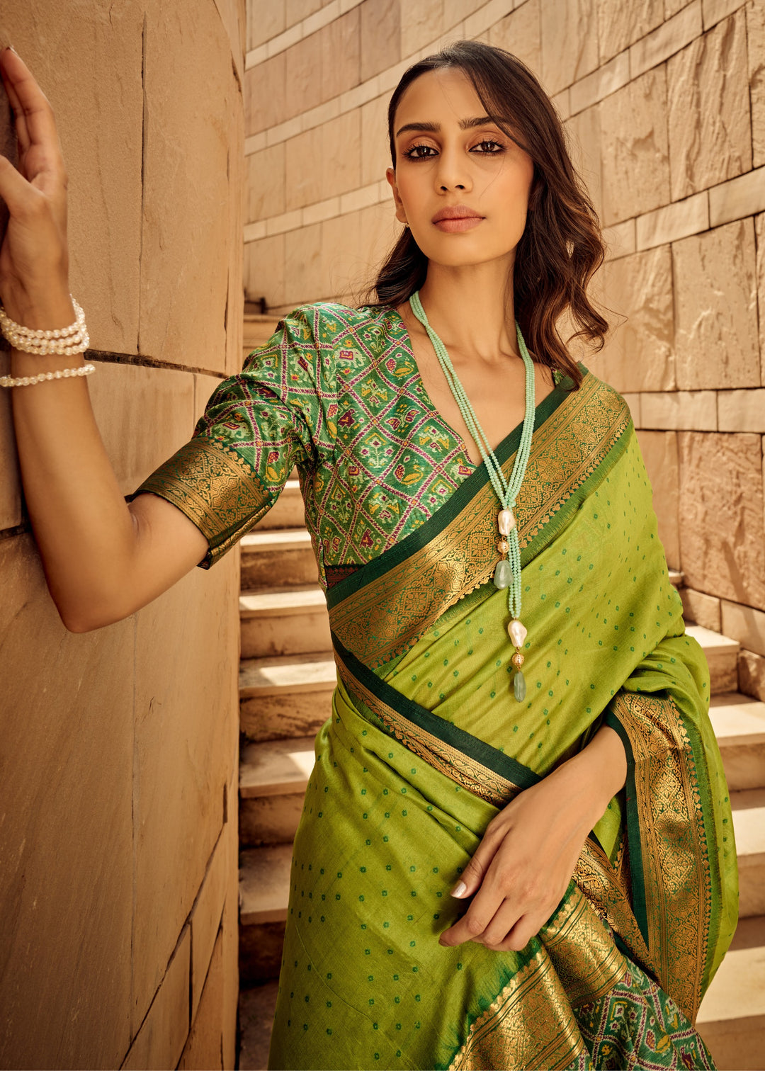 Green Handloom Weaving Silk Saree
