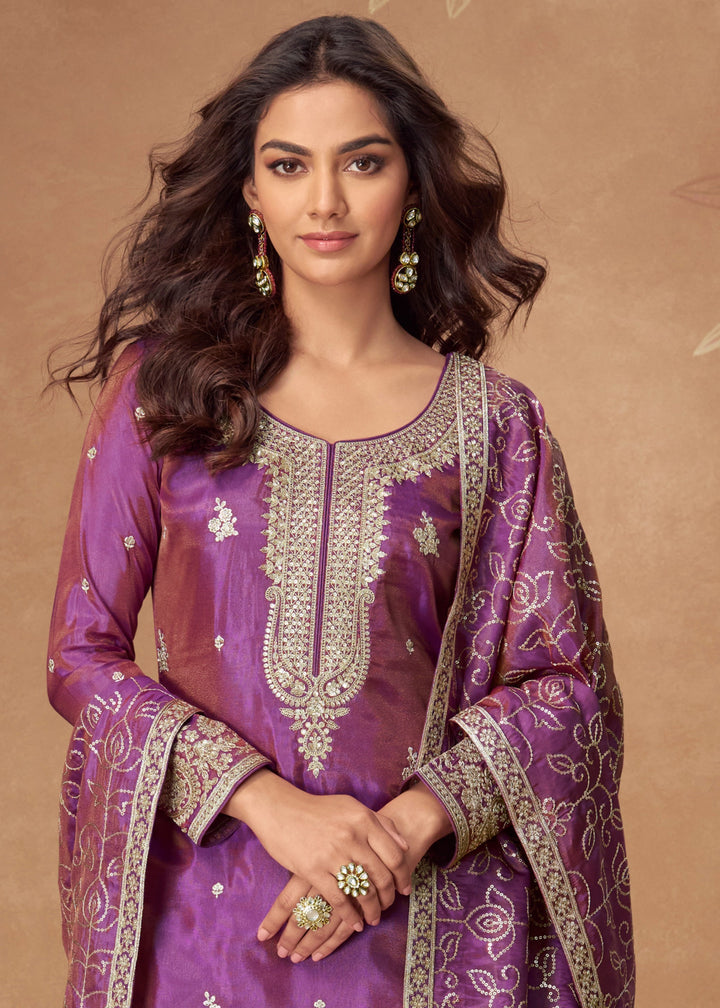 Deep Royal Purple Silk Salwar Suit