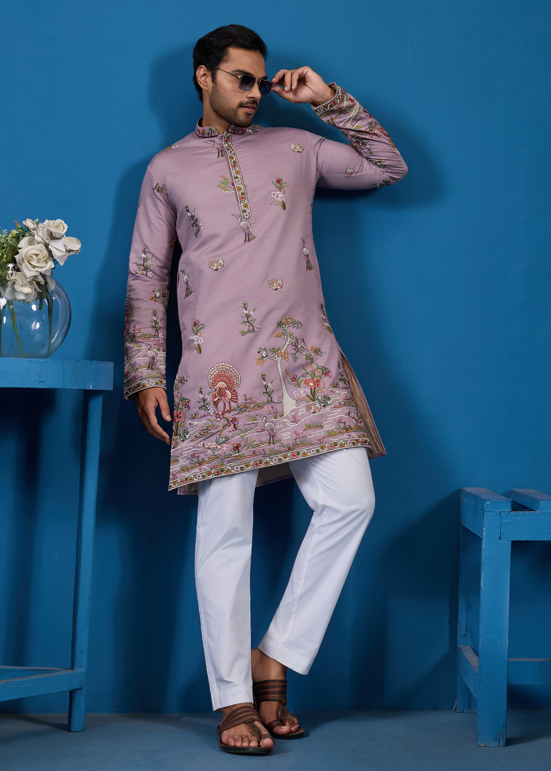 Soft Mauve Mens Wear Kurta with Pant