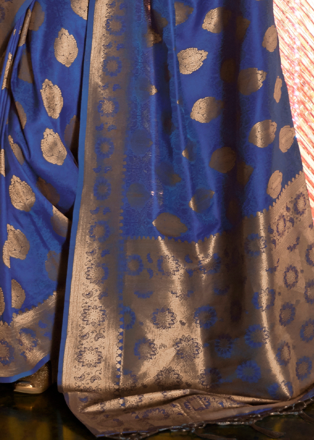 Lapis Blue Handloom Woven Banarasi Silk Saree