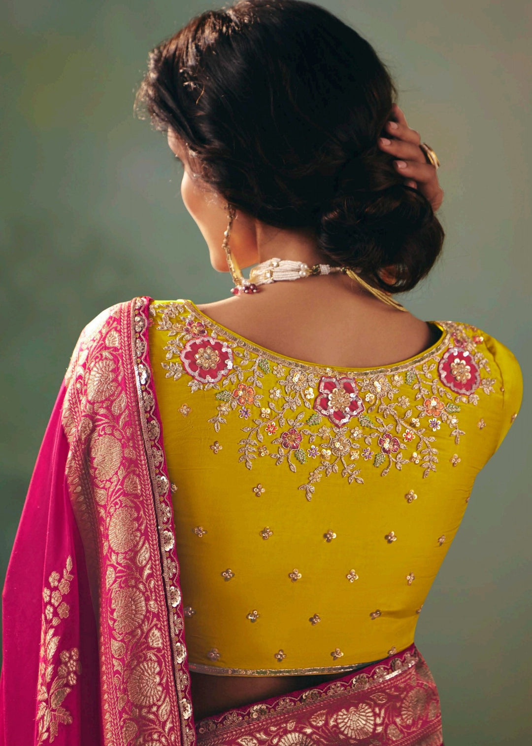 Fuchsia Pink Pure Viscose Dola Silk Saree with Zari Weaving & Embroidered Blouse