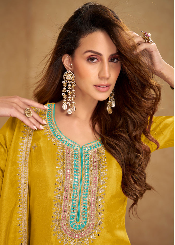 Mustard Yellow Simar Silk Salwar Suit