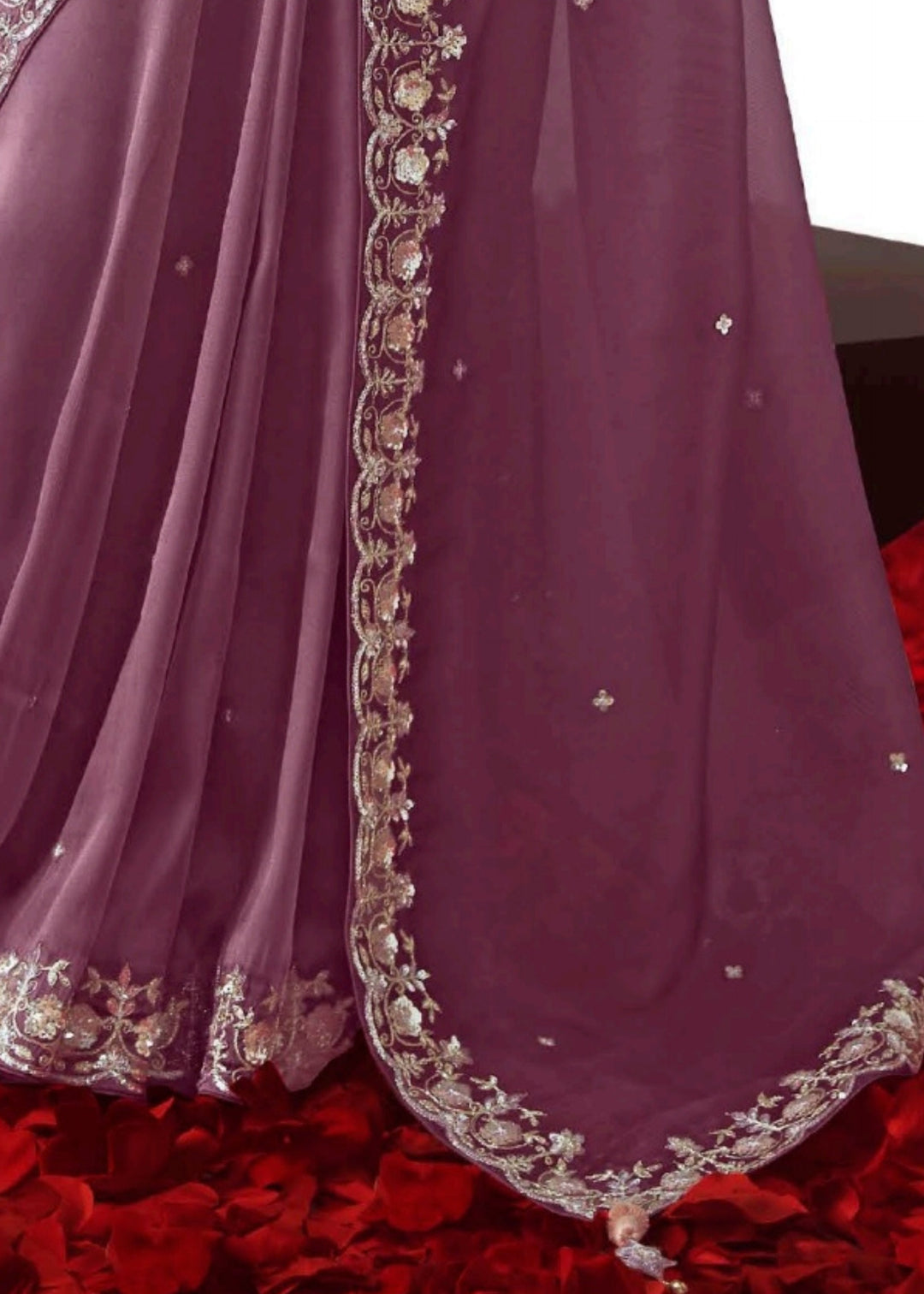 Tacao Purple Fancy Fabric Silk Saree With Hand Embroidered Work And Cut Work Border