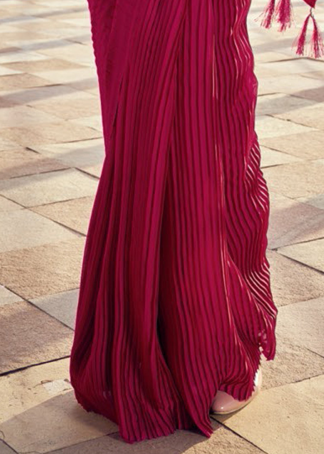 Hot Pink Crush Silk Saree With Beautiful Blouse