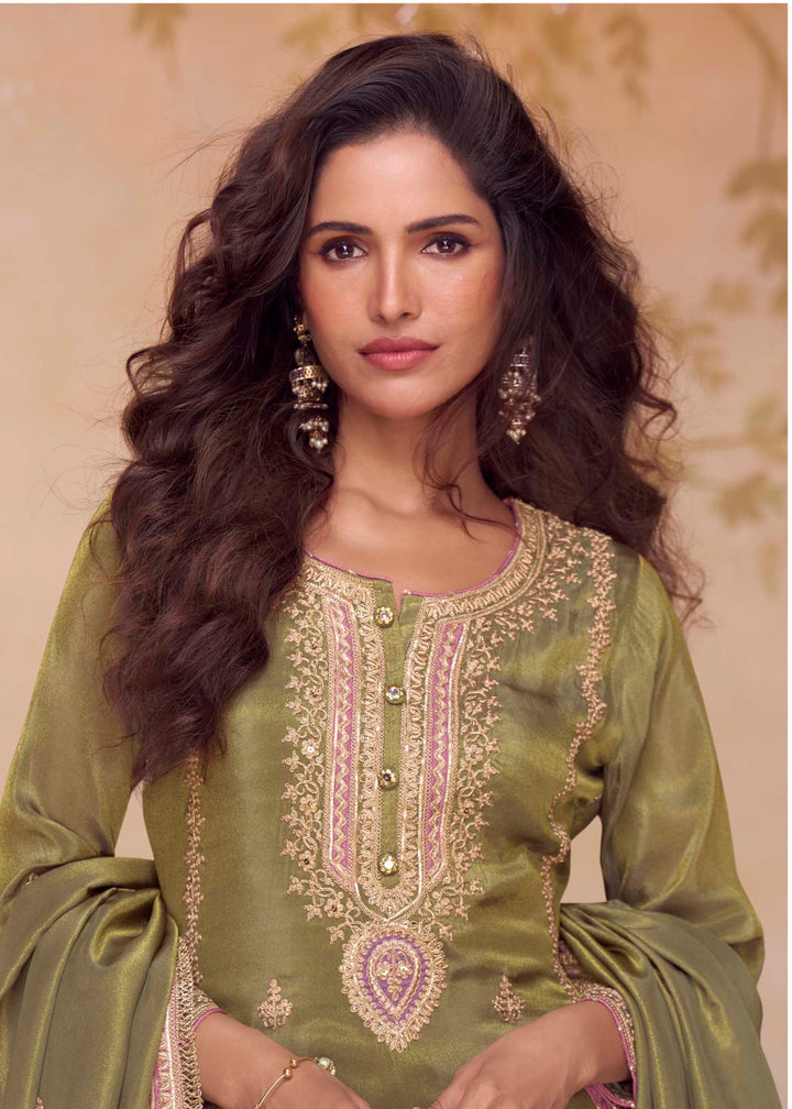 Sage Green Silk Salwar Suit