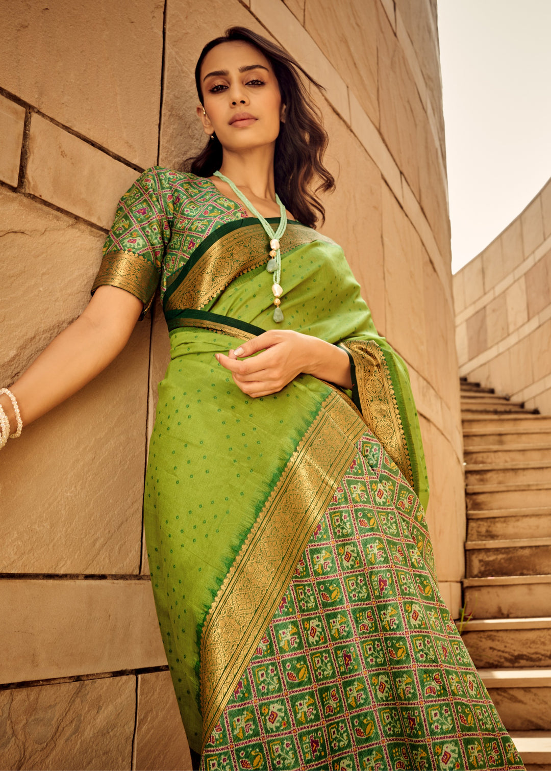 Green Handloom Weaving Silk Saree