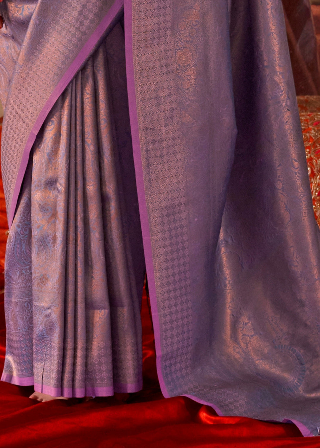 Violet Purple Handloom Weaving Silk Saree