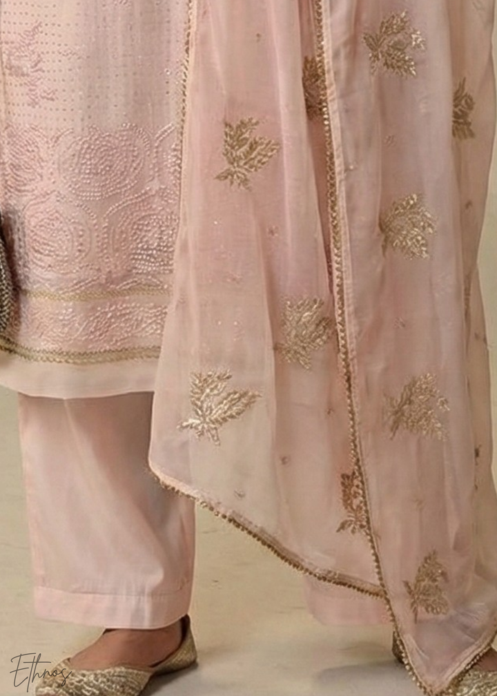 Peach Pink Georgette Pant Suit