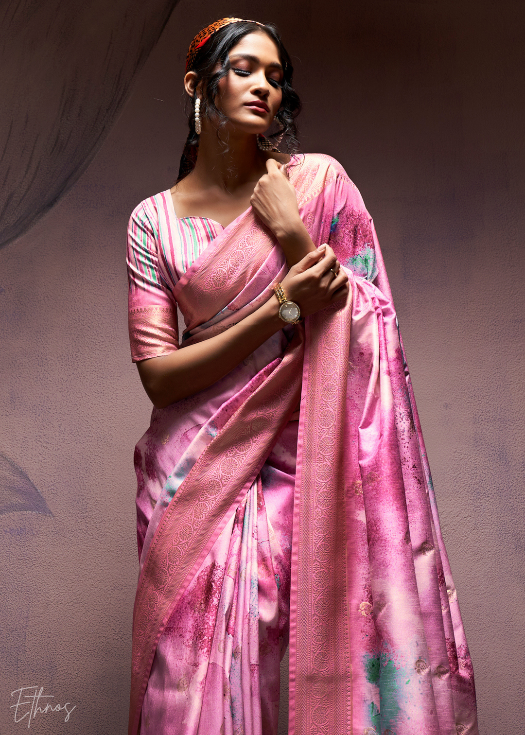 Shocking Pink Handloom Weaving Silk Saree