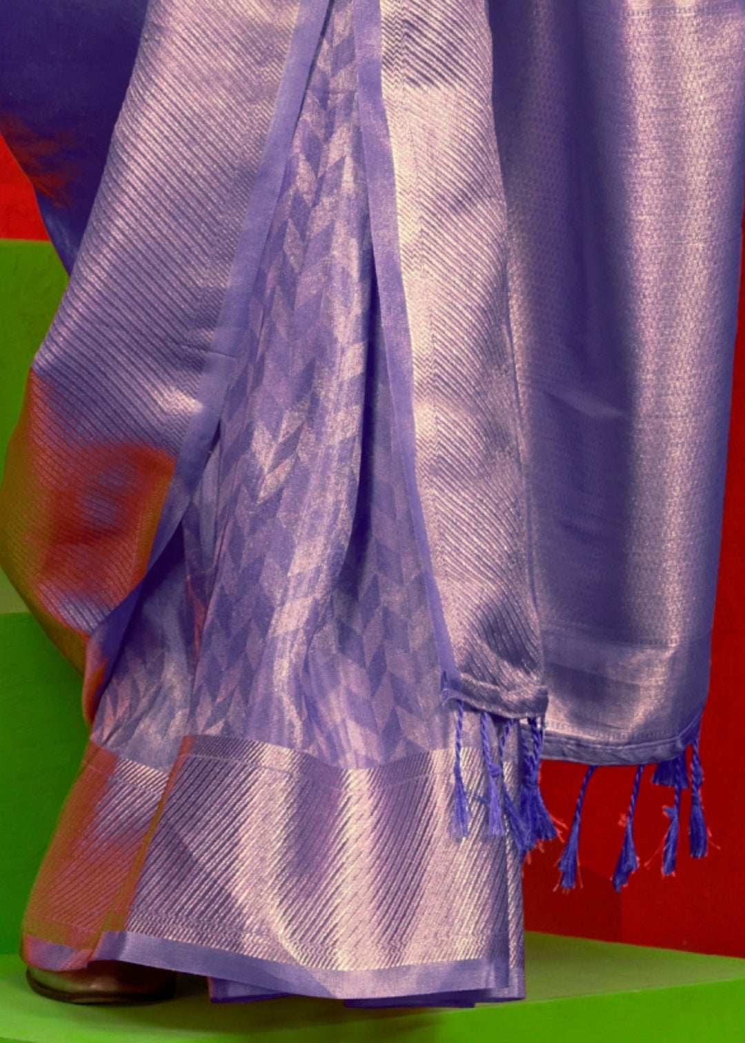 Orchid Purple Viscose Zari Tissue Silk Saree