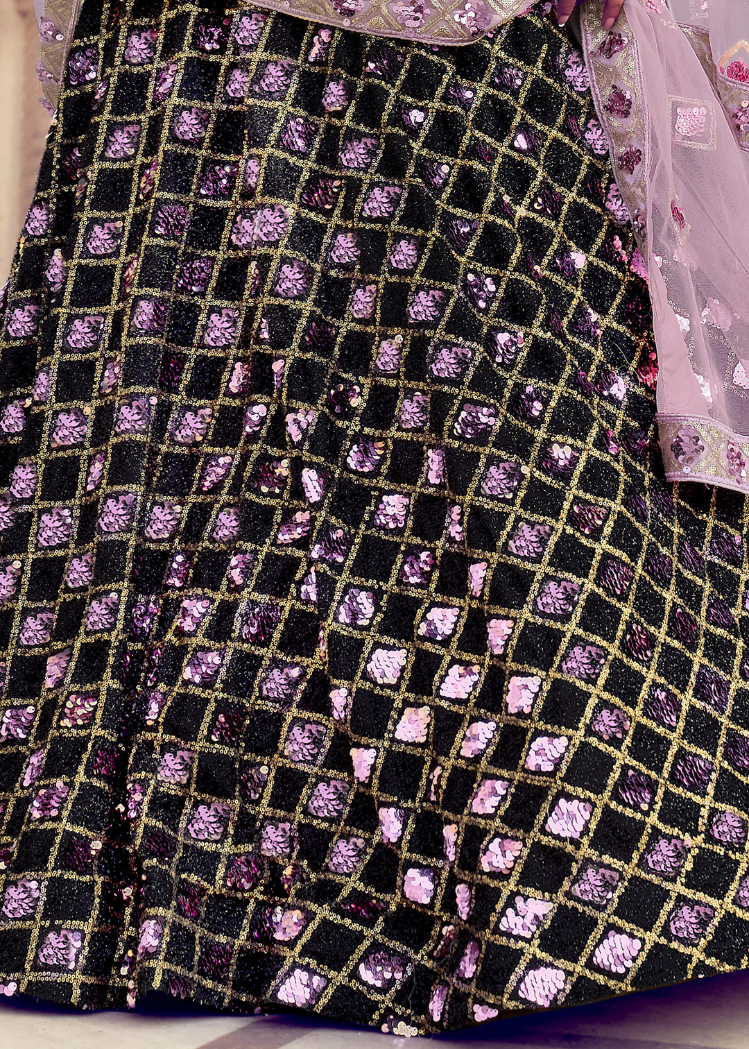 Black & Pink Designer Lehenga Choli with Sequins work