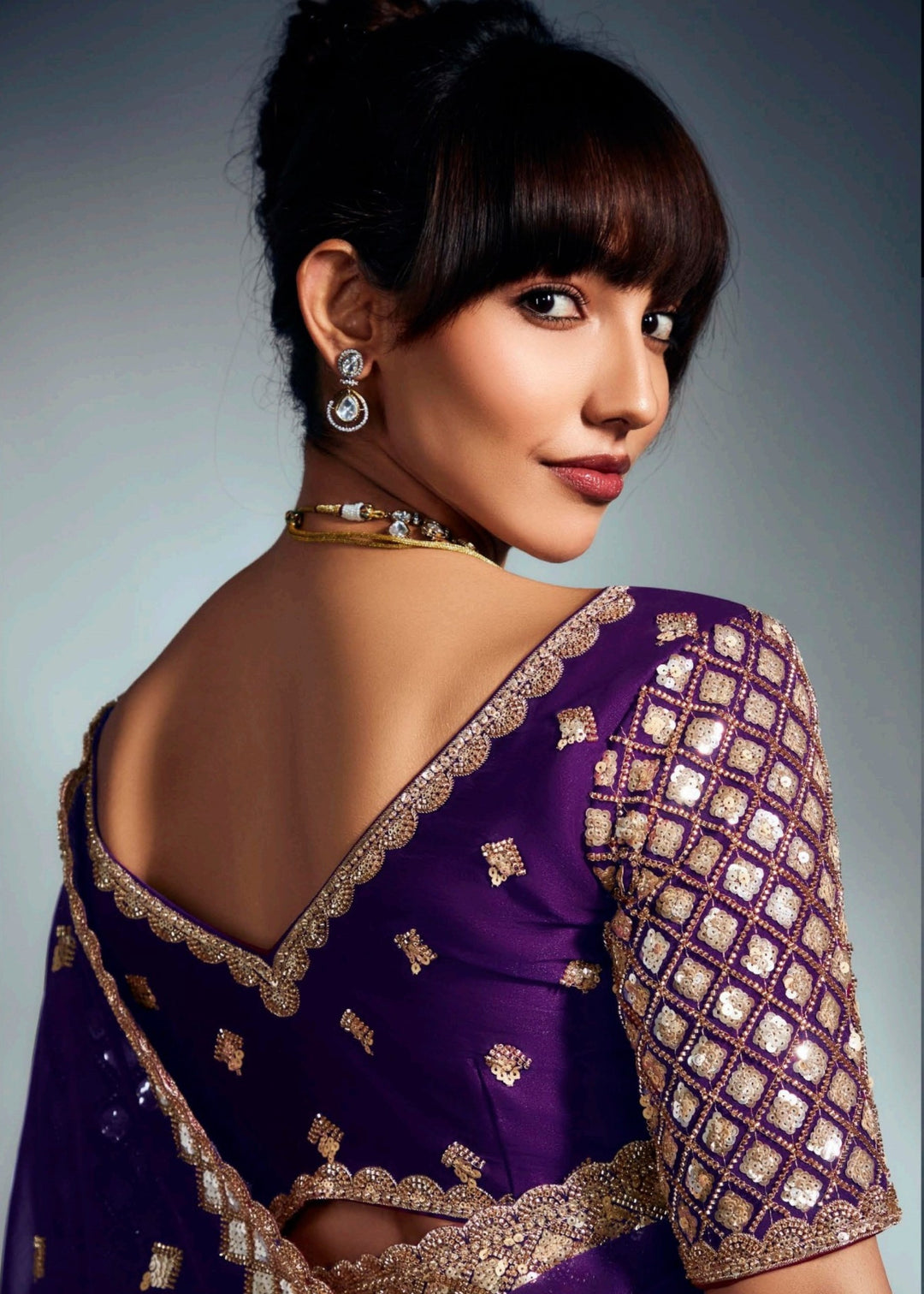 Purple Pure Fancy Saree with Hand Worked Border