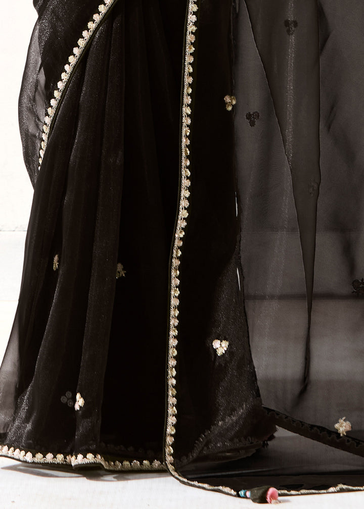 Coal Black Organza Tissue Silk Saree : Top Pick
