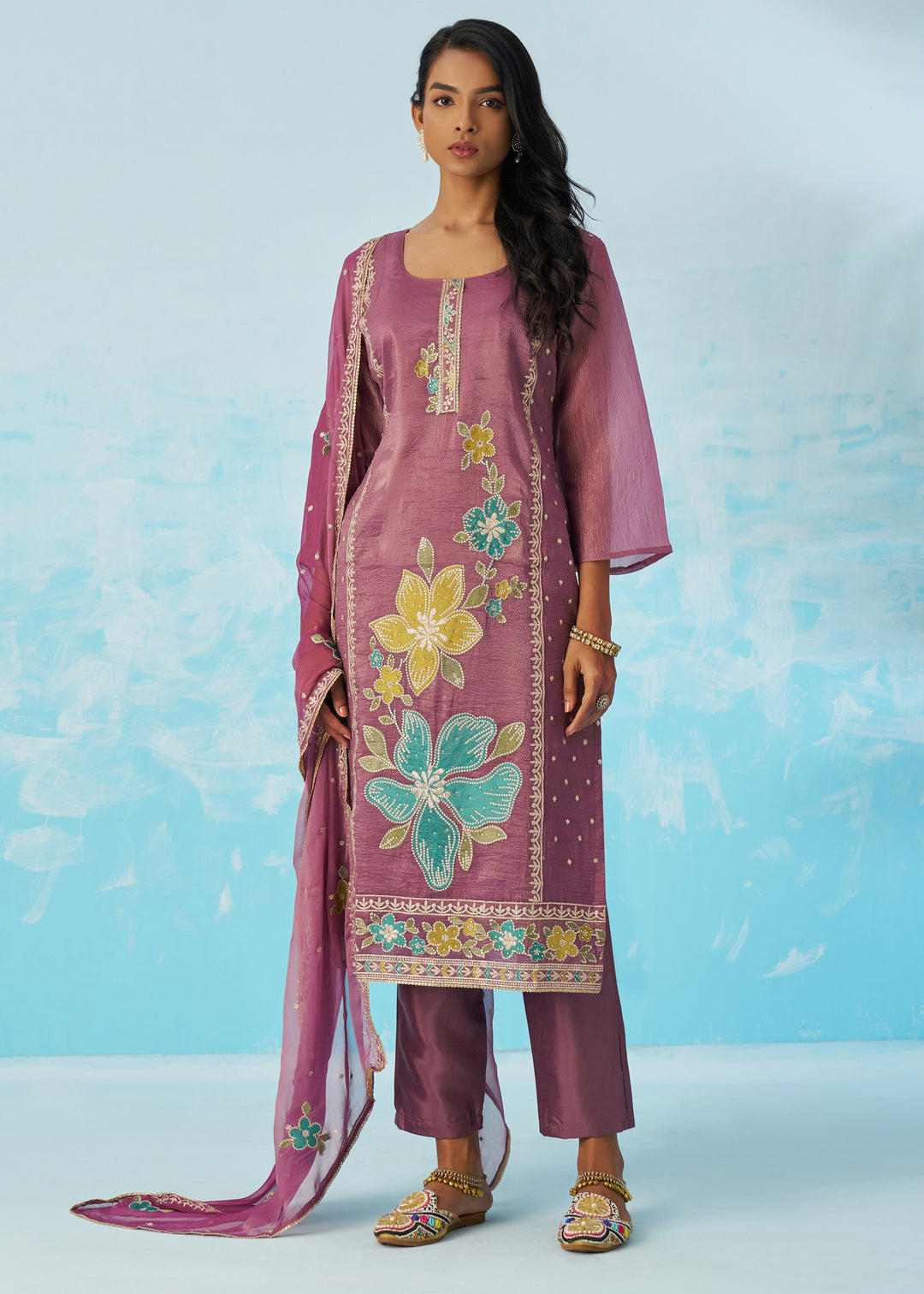 Rosewood Mauve Salwar Suit With Dupatta