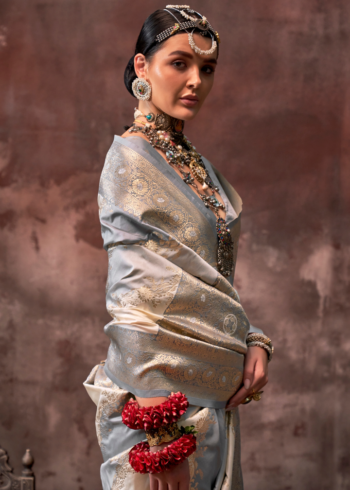 Purple & Green Rangkaat Handloom Silk Saree