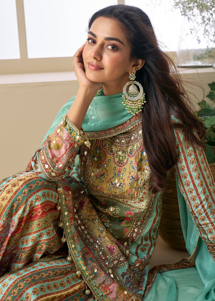 Pistachio Green Viscose Crepe Silk Salwar Suit : Top Pick (PRE-ORDER)