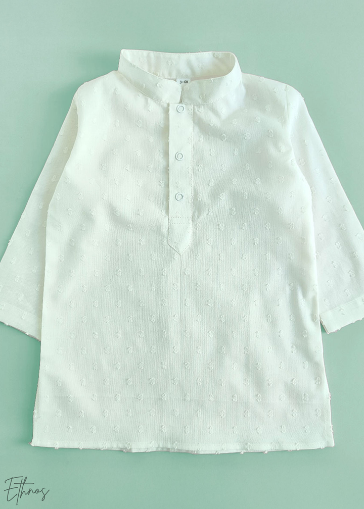 Organic Cotton Textured White Kurta with Pant