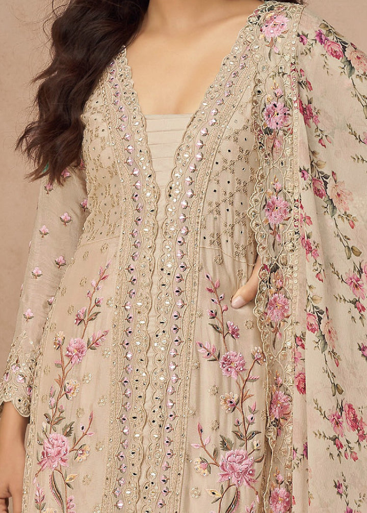 Cream Airtex Chinon Salwar Suit