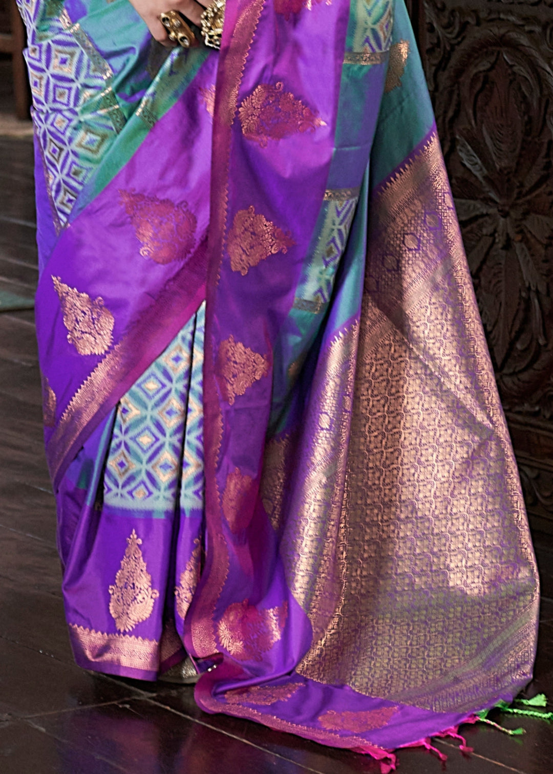 Jam Purple Pochampally Handloom Silk Saree