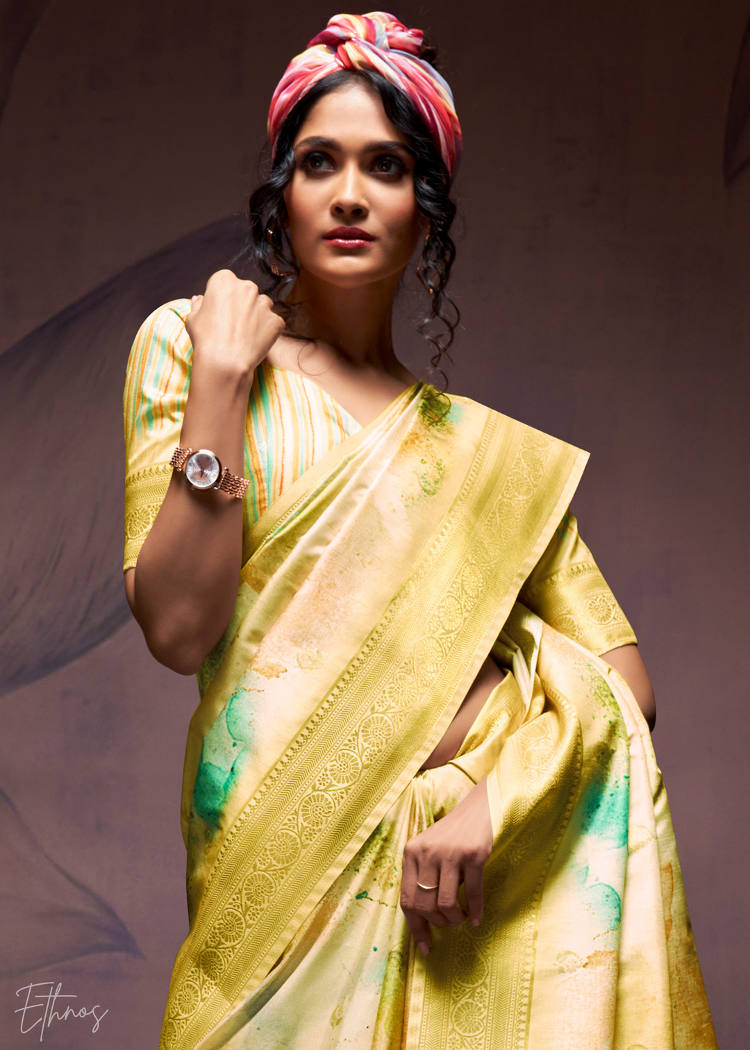 Corn Yellow Handloom Weaving Silk Saree