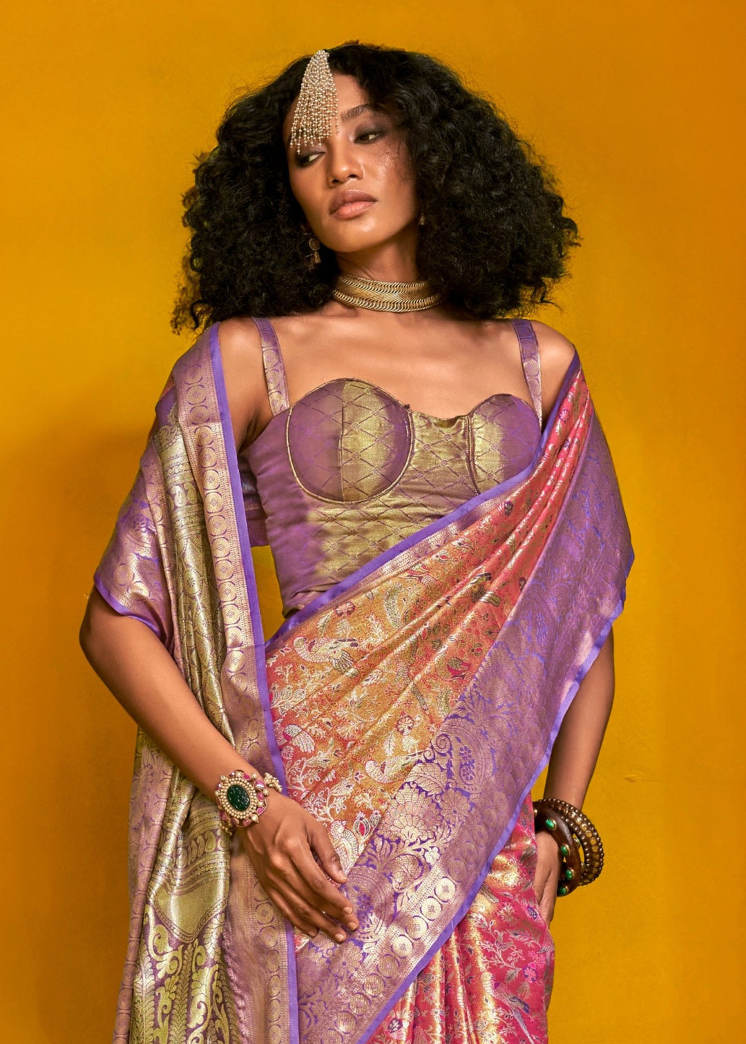 Lavender Pure Dharamavaram Silk Saree